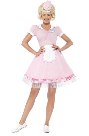 Disfraz Camarera  Retro PInk.adulta