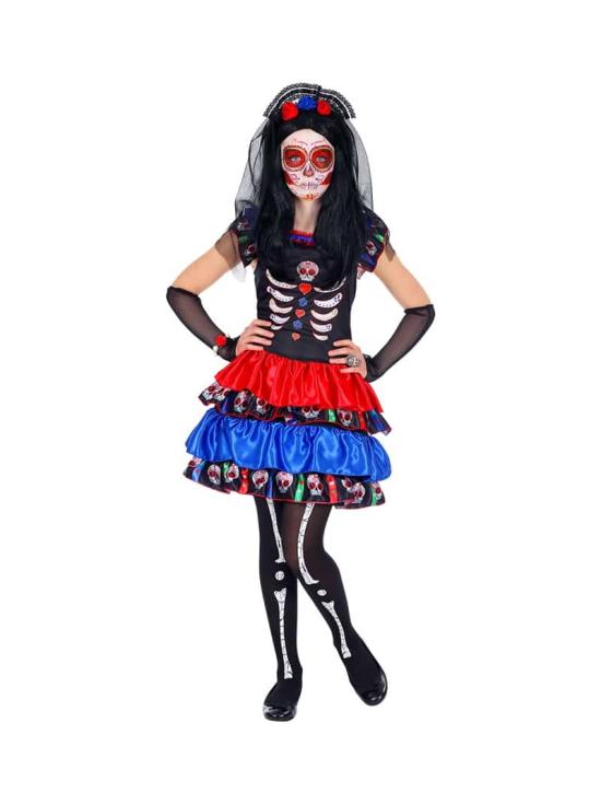 Disfraz Catrina Novia de la Muerte Color talla infantil