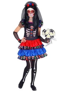 Disfraz Catrina Novia de la Muerte Color talla infantil