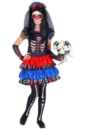 Disfraz Catrina Novia de la Muerte Color talla infantil