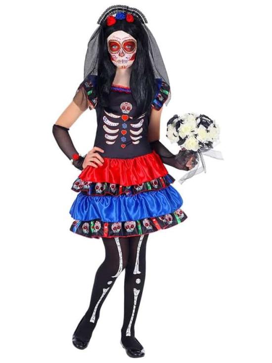 Disfraz Catrina Novia de la Muerte Color talla infantil