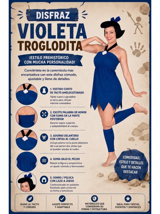 Disfraz  Cavernícola Betty PicaPiedras Talla adulta