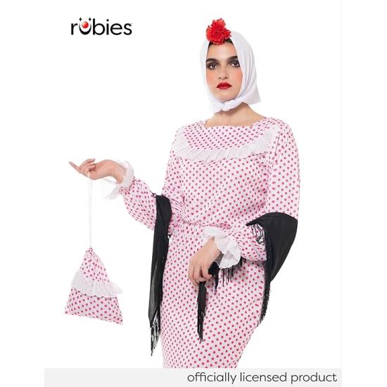 Disfraz Chulapa Deluxe mujer, Vestido, chal, pañuelo, clavel y bolso, Talla Estandard, Licencia Oficial para San Isidro, Chulapos, Chotis, Madrileño
