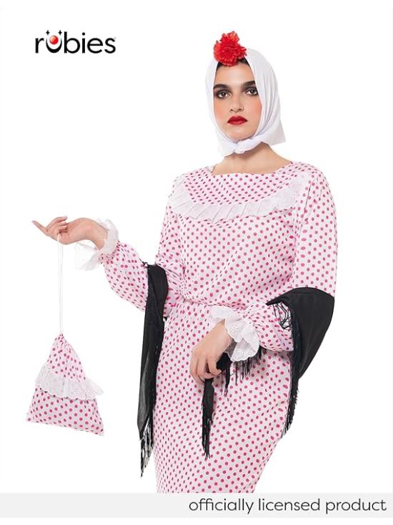 Disfraz Chulapa Deluxe mujer, Vestido, chal, pañuelo, clavel y bolso, Talla Estandard, Licencia Oficial para San Isidro, Chulapos, Chotis, Madrileño