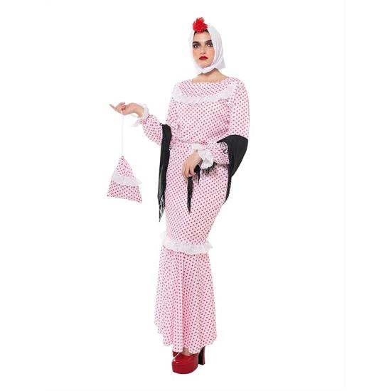 Disfraz Chulapa Deluxe mujer, Vestido, chal, pañuelo, clavel y bolso, Talla Estandard, Licencia Oficial para San Isidro, Chulapos, Chotis, Madrileño