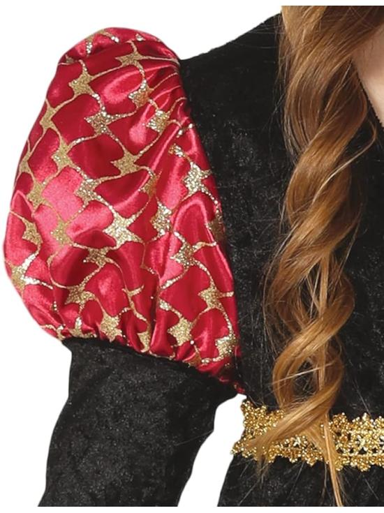 Disfraz dama medieval negro y rojo niña **
