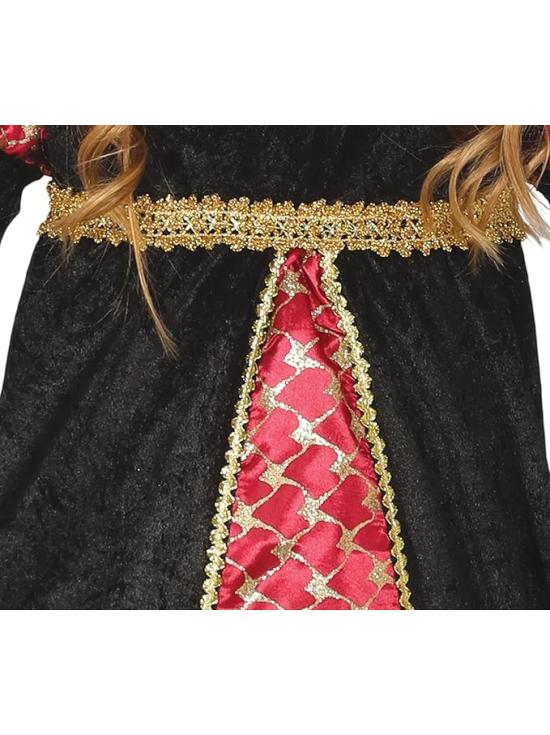 Disfraz dama medieval negro y rojo niña **