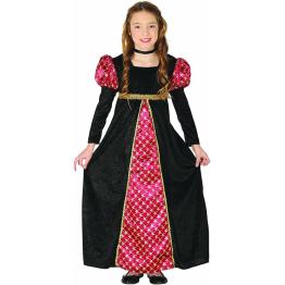 Disfraz dama medieval negro y rojo niña **