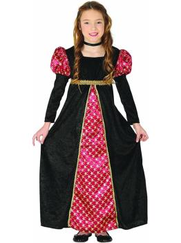 Disfraz dama medieval negro y rojo niña **
