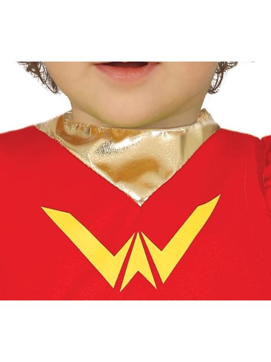 Disfraz de Bebé Maravilla - Vestido Rojo y Azul de Super Heroína con Estrellas para Bebé **