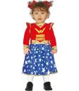 Disfraz de Bebé Maravilla - Vestido Rojo y Azul de Super Heroína con Estrellas para Bebé **