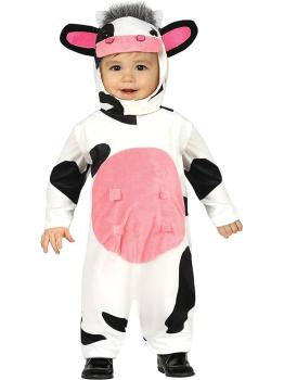 Disfraz de Bebé Vaca - Mono Blanco y Negro con Capucha para Bebé **