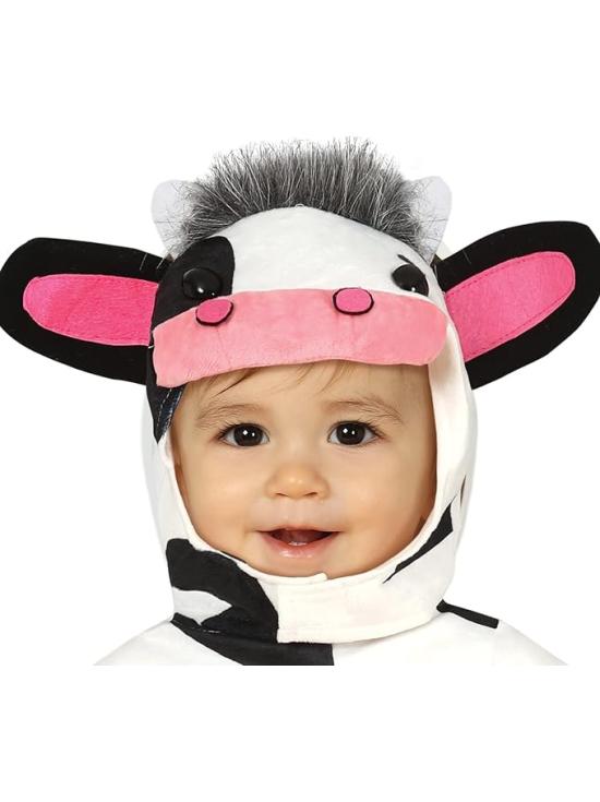 Disfraz de Bebé Vaca - Mono Blanco y Negro con Capucha para Bebé **