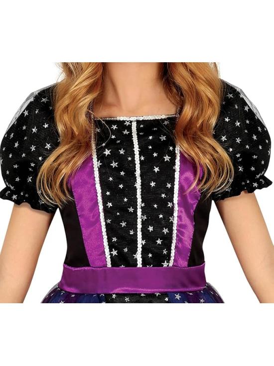 Disfraz de Bruja Estrellas con Purpurina para Niña (Sombrero + Vestido)