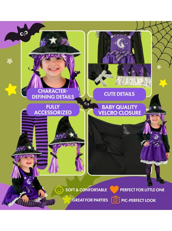 Disfraz de Bruja Morada para Bebé y Niña