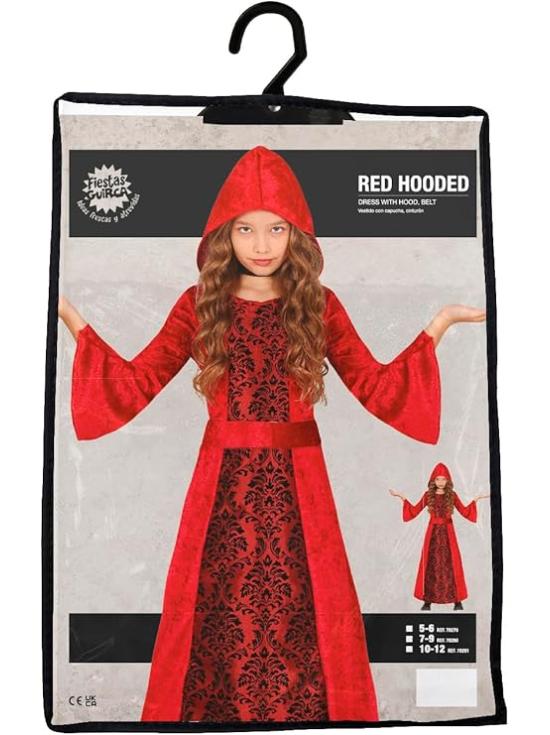 Disfraz de Bruja Roja con Capucha para Niña