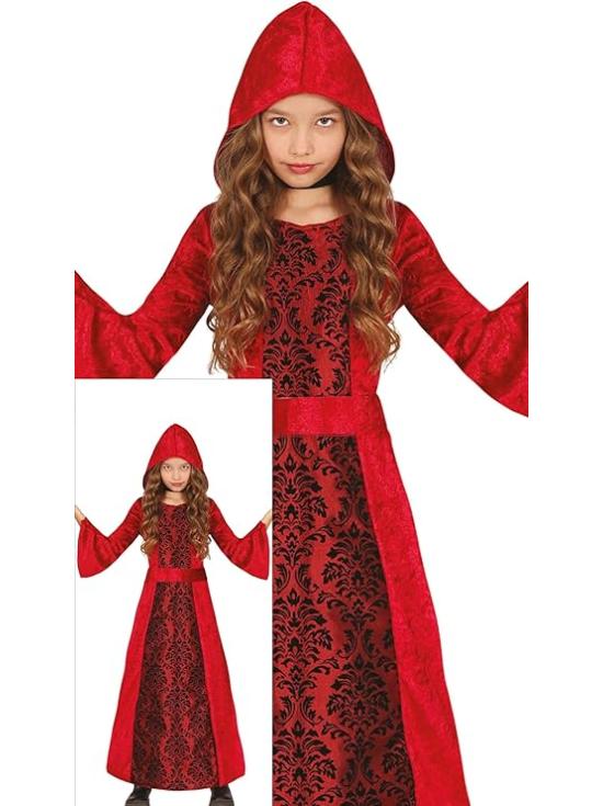 Disfraz de Bruja Roja con Capucha para Niña