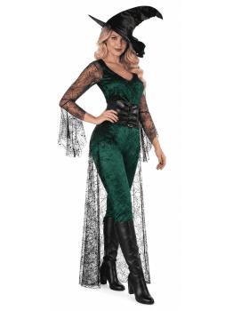 Disfraz de bruja sexy verde para mujer adulta