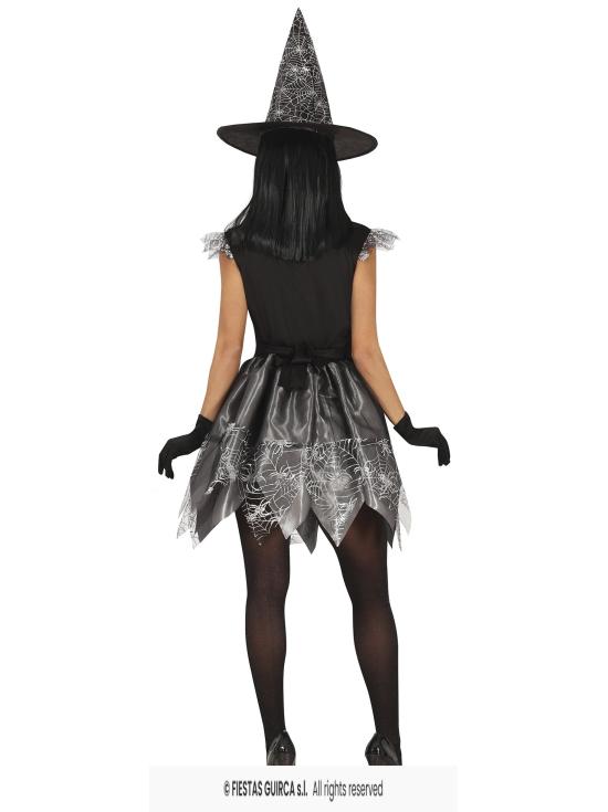 Disfraz de Bruja Telaraña Plateada – Vestido con Sombrero – Disfraz de Halloween para Mujer