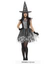Disfraz de Bruja Telaraña Plateada – Vestido con Sombrero – Disfraz de Halloween para Mujer