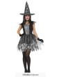 Disfraz de Bruja Telaraña Plateada – Vestido con Sombrero – Disfraz de Halloween para Mujer
