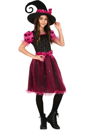 Disfraz de Bruja Vintage Rosa para Niña