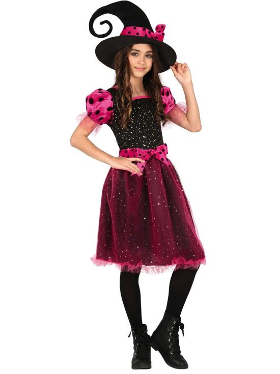 Disfraz de Bruja Vintage Rosa para Niña
