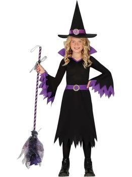 Disfraz de Bruja Violeta para Niña con Sombrero