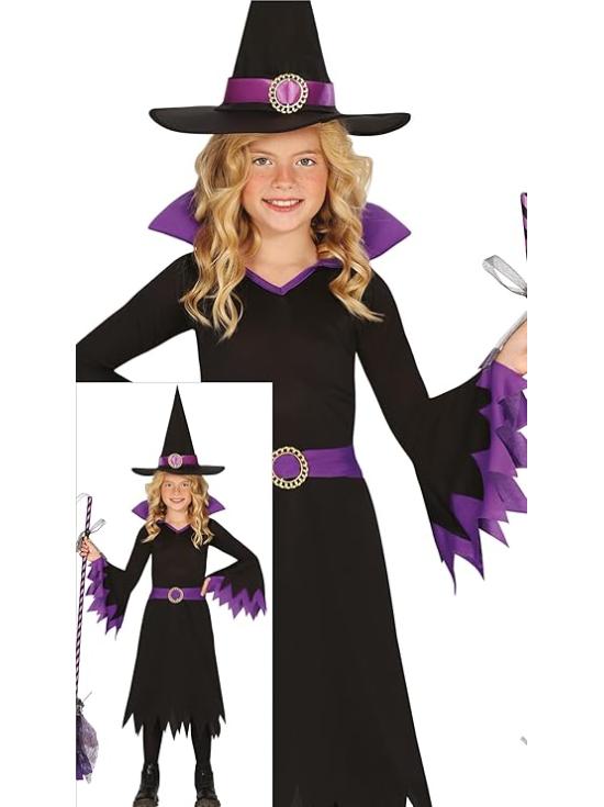 Disfraz de Bruja Violeta para Niña con Sombrero