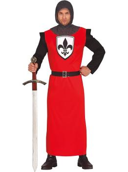 Disfraz de Caballero Medieval Atuendo Rojo para Hombre Adulto **