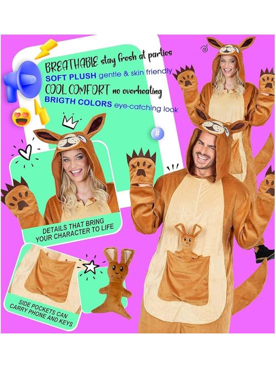Disfraz de Canguro para Adulto – Mono de Peluche con Capucha