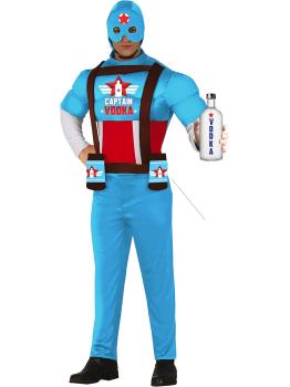 Disfraz de Capitán Vodka - Disfraz Divertido de Superhéroe Musculoso con Sujeta Cervezas para Hombre Adulto **