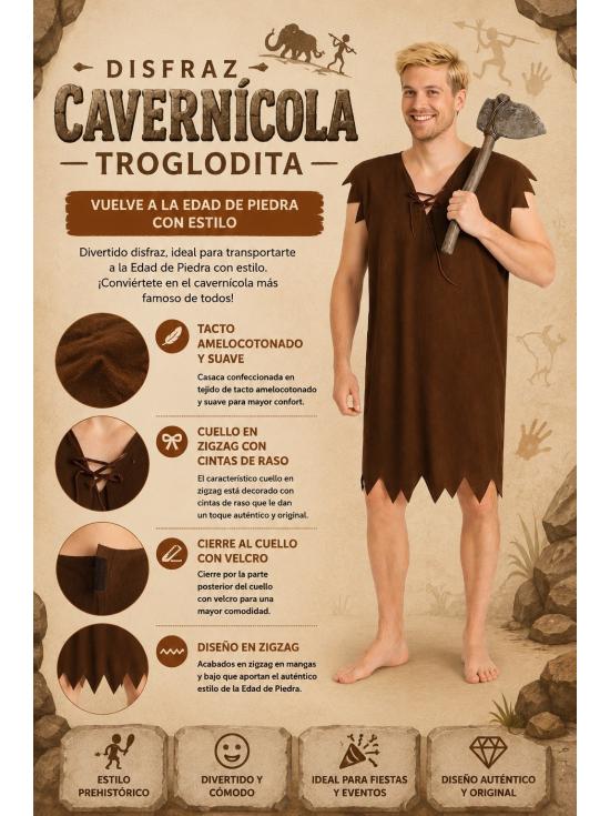 Disfraz de Cavernícola Pablo PicaPiedras adulto