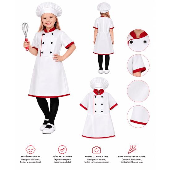 Disfraz de Chef Infantil para Niña
