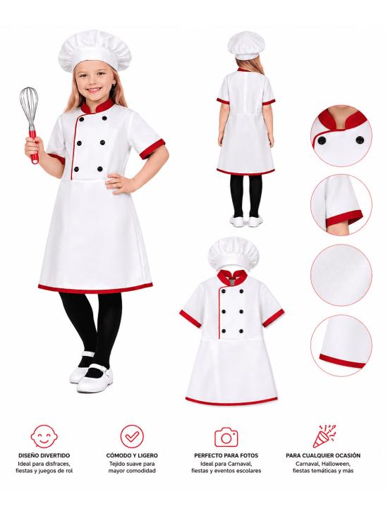 Disfraz de Chef Infantil para Niña