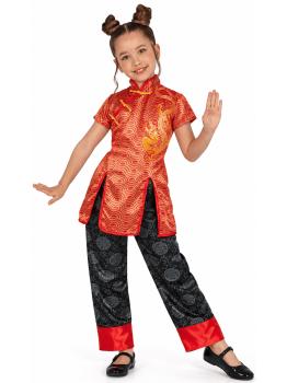 Disfraz de China para Niña Rojo con Dragón – Casaca y Pantalón