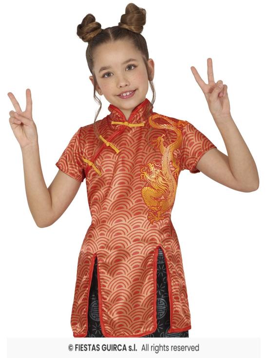 Disfraz de China para Niña Rojo con Dragón – Casaca y Pantalón