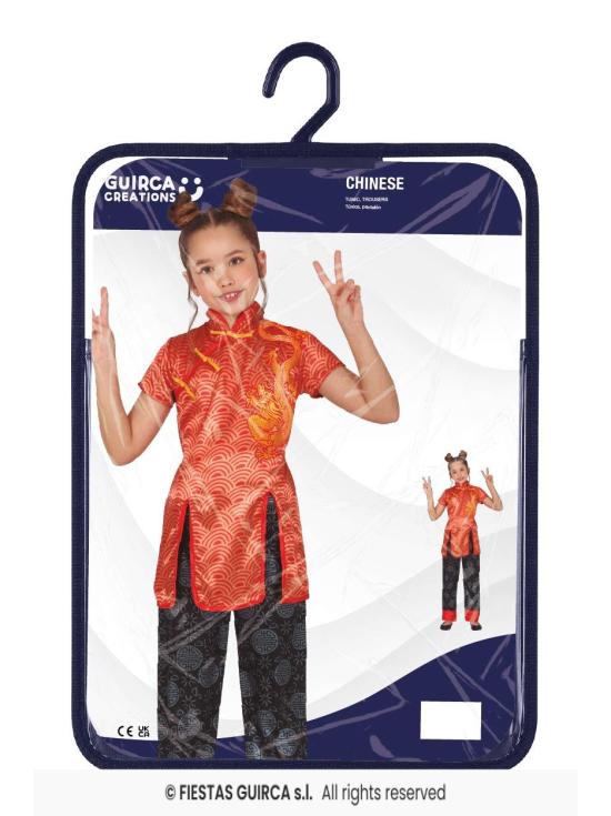 Disfraz de China para Niña Rojo con Dragón – Casaca y Pantalón