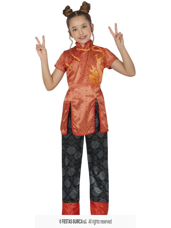 Disfraz de China para Niña Rojo con Dragón – Casaca y Pantalón