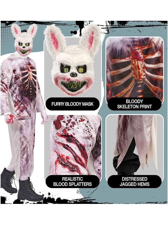 Disfraz de Conejo Zombie de Terror para Adulto – Animal Sangriento Halloween
