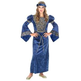 Disfraz de Dama del Renacimiento Azul para niña