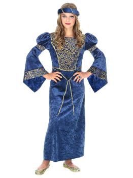 Disfraz de Dama del Renacimiento Azul para niña