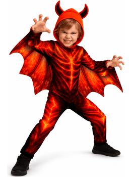 Disfraz de Diablo de Fuego Infantil – Mono, Capucha y Alas