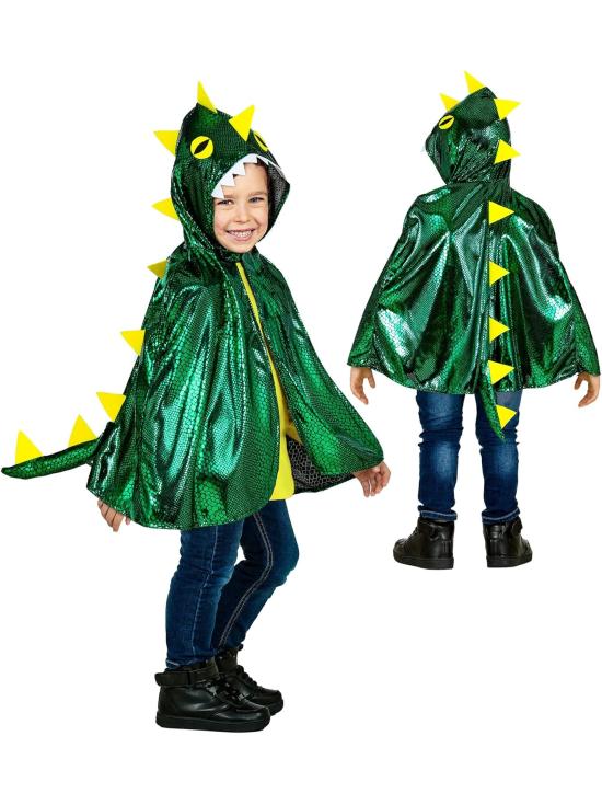 Disfraz de dragón que escupe fuego para niños, capa con capucha