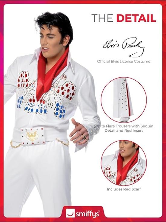 Disfraz de el Rey del Rock Elvis Deluxe para hombre