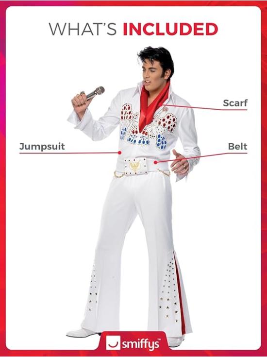 Disfraz de el Rey del Rock Elvis Deluxe para hombre
