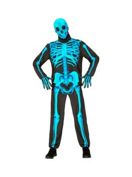 Disfraz de Esqueleto "Fast Costume" – Adulto Fluorescente Azul