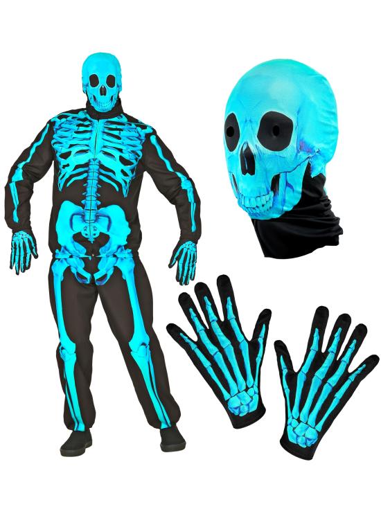Disfraz de Esqueleto "Fast Costume" – Adulto Fluorescente Azul