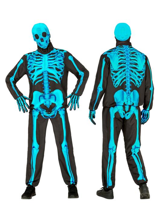 Disfraz de Esqueleto "Fast Costume" – Adulto Fluorescente Azul