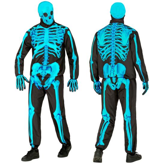 Disfraz de Esqueleto "Fast Costume" – Adulto Fluorescente Azul